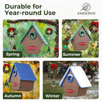 Kingsyard Recycled Plastic Bird House for Outdoors - Hanging Nesting Box with Predator Guard & Air Vents for Wren Finch Chickadee, Blue
