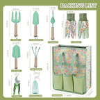 Gardening Tools 9-Piece Heavy Duty Gardening Hand Tools Set (Green), Stainless Steels and Reinforced Garden Supplies Kit, Durable Garden Tools Organizer Handbag, Ideal Garden Gifts for Women