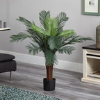 Nearly Natural 3ft Cycas Artificial Palm Tree, UV Resistant Faux Greenery For Indoor Outdoor Decor