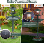 Giantex 42 inch Bird Bath Solar Lighted, Pedestal Bird Bath with Bird Feeder, Flower Planter Base, Solar Powered Lamp, 3 Ground Stakes, Standing Birdbath for Outside Garden Yard Outdoor (Green)