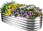 YSEJOMP 17" Tall Outdoor Garden Raised Garden Bed Kits, 5ft X 2ft Oval,0.8MM Thick Metal Raised Planter Bed/Ground Planter Box for Variety of Flowers,Herbs,Vegetables (Silver, 60X24X16.5 Inches)