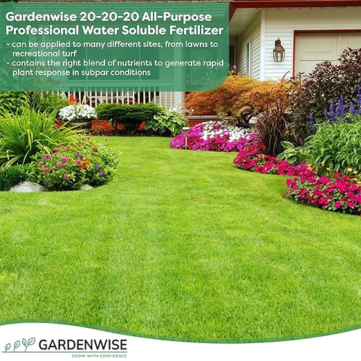 Gardenwise 20-20-20 Water-Soluble Fertilizer – Powder for Liquid Plant Food for Indoor & Outdoor Plants, Orchids, Vegetables, Lawns, Flowers – 20 20 20 Fertilizer (20 QUARTS)