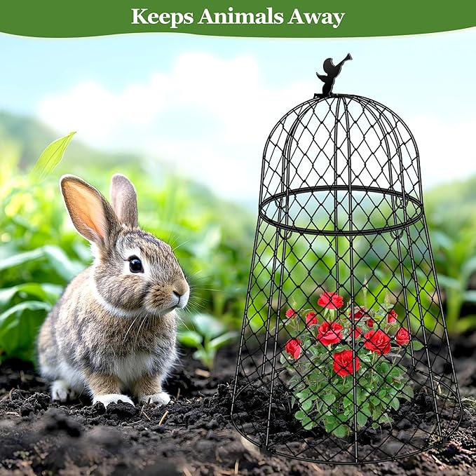 6 Pack Plant Protectors from Animals, Garden Cloches for Plants, Rustproof Chicken Wire Cloche Plant Cages to Keep Animals Out, Sturdy Metal Garden Cages for Outdoor Plants 13" D x 20" H