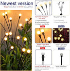 TONULAX Solar Garden Lights - Upgraded Solar Swaying Light, Sway by Wind, Outdoor Lights, Yard Patio Pathway Decoration, High Flexibility Iron Wire & Heavy Bulb Base, Warm White(8 Pack)