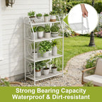VyGrow Plant Stand, 4 Tier Plant Shelf for Indoor Outdoor, Heavy Duty Metal Tall Plant Stands Holder Rack for Living Room Balcony and Garden, White