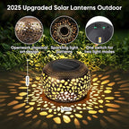 Solar Lantern Outdoor Patio Decor: 4 Pack Solar Lanterns Outdoor Waterproof, Hollow Out Retro Metal Solar Lights, Yard Porch Garden Balcony Indoor Desk Bedroom Tabletop Decorations, 2 Lighting Colors
