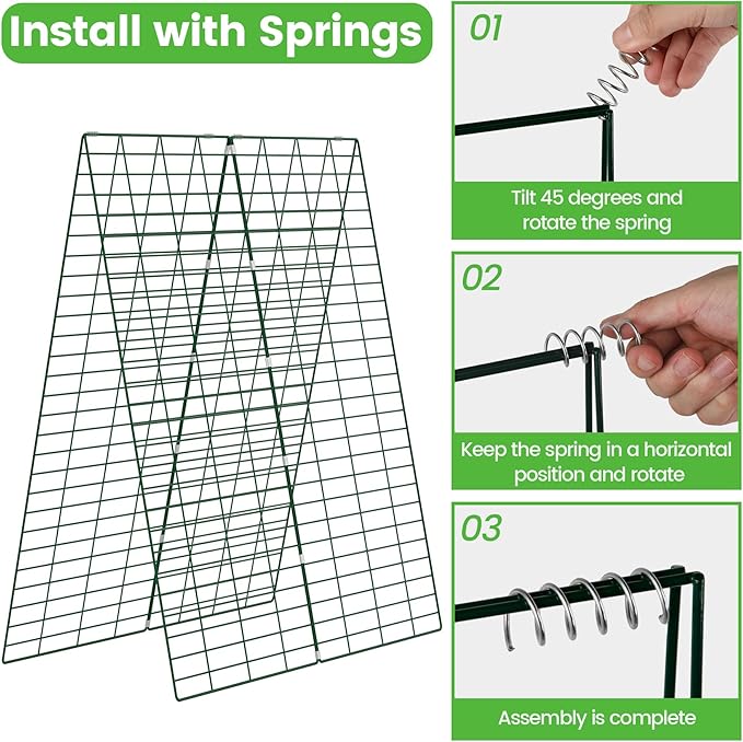 Foldable Cucumber Trellis, 48" L x 34" W A-Frame Trellis, Climbing Plants Support Raised Bed Trellis with Twist Ties & Plant Bags for Outdoor Yards Gardens