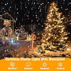 ASENEK Connectable Christmas String Lights 66FT 200 LED 8 Modes with Timer Decorative String Lights for Xmas Tree Patio Party Warm White