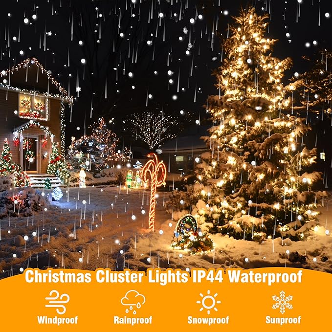 ASENEK Extra Long Christmas Tree Lights 197FT 600 LED Connectable 8 Modes with Timer Decorative String Lights for Xmas Tree Patio Party Warm White