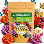 LUOJIBIE Zinnia Seeds, 13000+ Bulk Pack Mixed Colors Large Blooms Seeds, California Giant Zinnia Seeds for 2026, High Germination Non-GMO, Wildflower Seeds for Planting Indoor Outdoor, Open Pollinated
