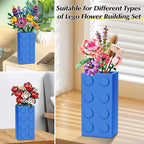 Vase for Lego 10347 10280 10328 Flowers, for Lego Flower Bouquet Building Set,Display Stand for LegoRoses Cherry Blossom Sunflower Tulips Daffodils Lotus-Gift for Lego Flowers Lover(vase only)-Blue