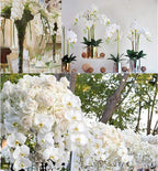FagusHome 32" Artificial Phalaenopsis Flowers 6 Pcs with 4 Bundles Leaves Artificial Orchid Flowers Stem Plants for Home Décor (6Pcs)