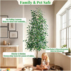 Bailikang 6FT Artificial Ficus Trees Indoor Faux Trees Indoor Fake Floor Plants Tall Artificial Tree with White Pot Faux Tree Fake Indoor Tree Silk Plants Artificial Trees for Home Decor Indoor