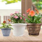 Fodetyff 12 Inch Large Planter Pot for Plants Indoor Outdoor, 4 Pack Plastic Flower Pots with Drainage Hole & Tray, Modern Decorative Garden Pot with Saucer, Plant Container for House