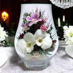 Fiora Flower Elegant Orchid Arrangement in Glass Vase | Preserved Real Orchids Lasting 5 Years | Ideal for Home Decor or Romantic Gift (Opal)