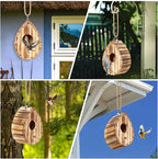 Hummingbird House,Wooden Birdhouse for Outside,Hanging Small Bird Houses,Wild Bird Nesting Box Outdoor Bird House for Bluebird,Finch,Cardinals