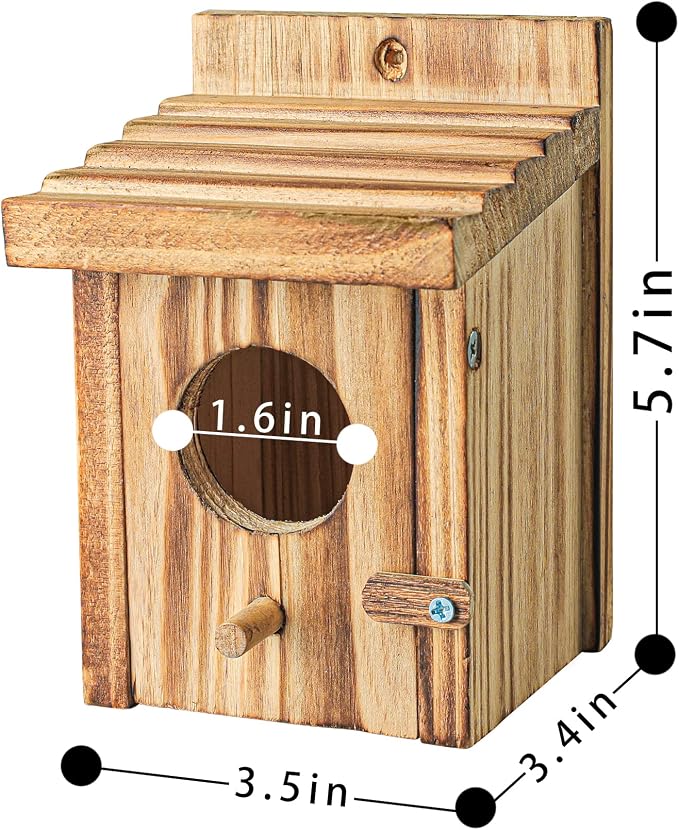 Humming Bird Houses for Outdoor Hanging Small Bird Nesting Box - Wood Nest for Wren, Chickadee, Robin, Hummingbird, Parakeet - Perch House for Outdoors Birdhouse Birds - Made of Pine Wood