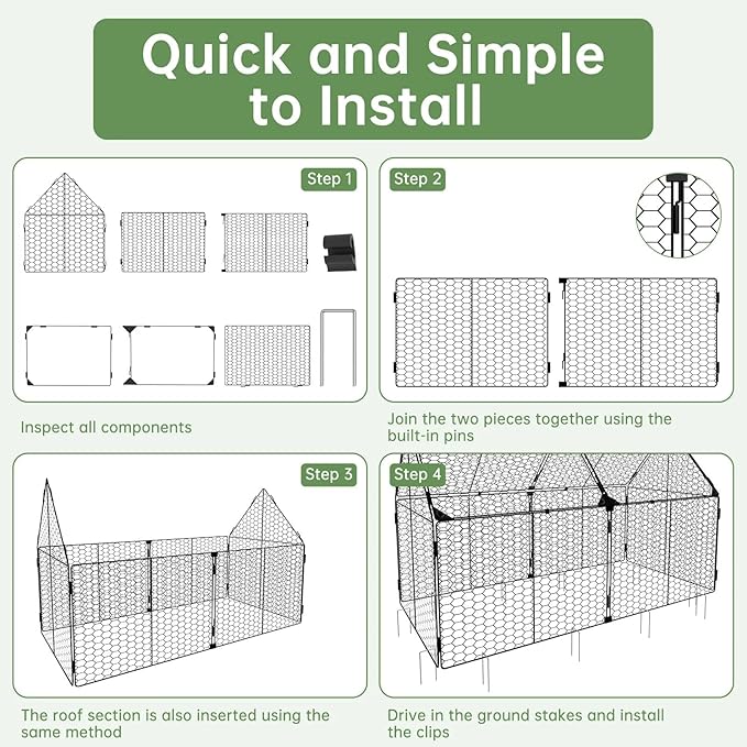 Decoroca 4x2ft Chicken Wire Plant Protectors - Crop Cage with Flip-Top&10 Ground Stakes, Outdoor Plant Protection Cage Keep Animals Out of Your Vegetable Garden - Suitable for 4x2ft Raised Garden Bed