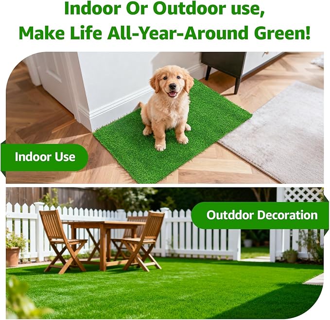 Artificial Turf Grass Outdoor: Grass Pad for Dogs Indoor Potty Training, Replacement Turf Rug for Patio Balcony Lawn Apartment Decoration, Easy to Clean with Drainage Holes(18x28 inch)