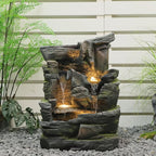 Sunlinua 5-Tier Cascading Rock Water Fountain Outdoor - 23.6”H Indoor/Outdoor Modern Floor Standing Water Fountain Garden, Patio, Backyard, Deck, Porch and Home Art Decor