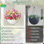 BLEUM CADE 12 Bundles Artificial Flowers for Outdoors, UV Resistant Fake Outdoor Flowers, Realistic Faux Outdoor Flowers for Decoration, Outside Fake Plants for Porch Garden Decor