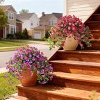 Homsunny Artificial Fake Flowers Plants UV Resistant, Faux Petunias Silk Flowers for Outdoors No Fade, Fake Outdoor Flowers for Planters Spring, Realistic Home Garden Balcony Yard Decor (Red)