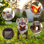 FOXMIS Garden Statues Elephant Outdoor Decor Lights, Lucky Miniature Elephant Statue Solar Garden Decor for Patio,Porch,Home Yard Decor Elephant Gifts for Mom,Women, 2.04"x3.34"x3.93"