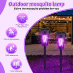 Qualirey 4 Pack Solar Bug Zapper Outdoor Waterproof Mosquito Repellent Killer Bug Zapper Lamp with LED Light for Outdoor Garden Patio Yard (Purple and Warm Light,Black)