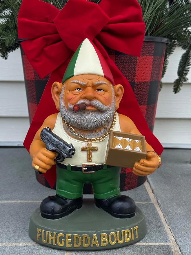 Vito CorleGnome' - 11’’ Funny Gnome Decorations/Ornaments/Figurines for Home/Yard/Patio/Garden/Indoor Statues - Italian Decor Housewarming/Birthday for Any Space/Occassion - NON SOLAR