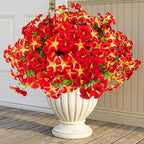 Daynight Faux Petunias Artificial Flowers Plants for Outdoor Plant Decoration,Fake Petunias Realistic Silk Flowers for Porch Yard Garden Window Indoor Decor. (16, Red)