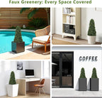 3ft Artificial Boxwood Topiary Trees (Set of 2) - UV Resistant Faux Plants Outdoor, Realistic 36" Fake Cone Bushes and Shrubs for Front Porch, Planter, Patio, Evergreen