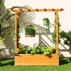 LDAILY Raised Garden Bed with Trellis, Above Ground Garden Bed with Hanging Roof, Side Trellis, & 4 Drainage Holes, Planter Box for Outdoor Climbing Plants Vines Flowers (1, 43.5"L x 17.5"W x 44.5"H)
