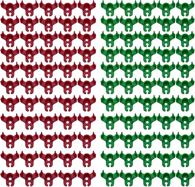 100 Pack Plant Training Clips, 90 Degree Plant Stem Benders, Low Stress Training Clips for Flowers and Vegetables, Round Style Plant Branch Training Clips, 50 Red and 50 Green