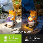 SOWSUN Miniature Cat Garden Statue Gift Outdoor Fairy Decor Figurine Lights Solar Garden Ornament, Birthday Gifts for Women Mother Mom Grandma Cat Lovers, Housewarming Porch Patio Yard Windowsill