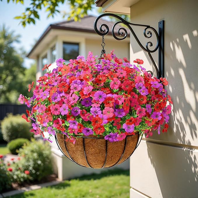 Alupssuc 24 Bundles Artificial Flowers for Outdoors Decoration, UV Resistant Silk Faux Daisy Flora Spring Fake Plastic Plants Greenery for Outside Indoor Yard Home Porch Window Box Decor, Mix 3 Colors