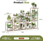 Bamworld Plant Stands Indoor 5 Sets Plant Shelves Outdoor Wooden Plant Holder for Multiple Plants Flower Stands for Living Room Balcony Garden Patio Lawn Window