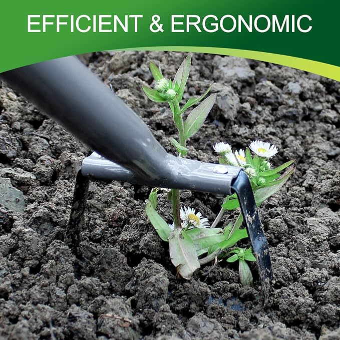 Walensee Stirrup Hoe Garden Tool, Hollow Trapezoid Weeding Tool with 14 Inch Scuffle Loop, Sharp Metal Hand Cultivator Rake for Lawn, Garden or Greenhouse, Durable Grass Scraper, Mini Gift, Grey