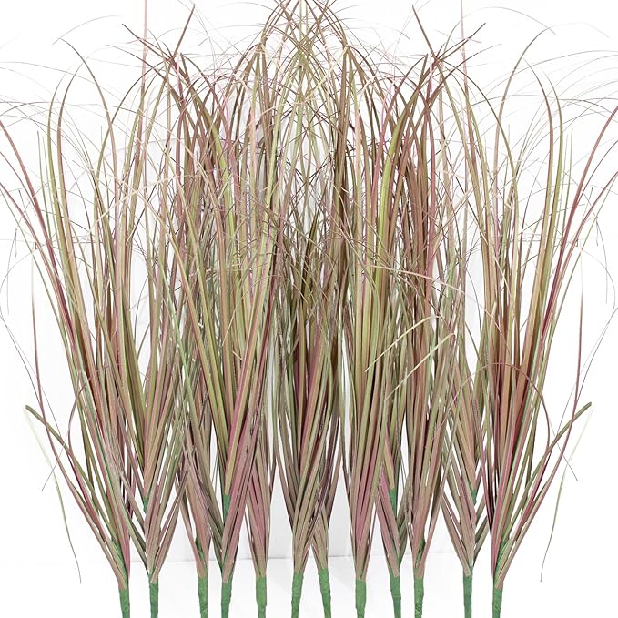 12Pcs Artificial Grass Plants, Faux Shrubs Wheat Grass, Artificial Tall Grass Fake Plants for Outdoor Decor,Artificial Greenery Stems Weed for Room Indoor Home Decor（Light Purple）