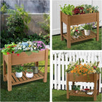 Raised Garden Bed Outdoor, Wooden Planter Boxes with Legs Protective Liner & Drainage Holes, Elevated Garden Flower Beds for Backyard Balcony, Gift for Gardening & Mother, 33.46'' X 17.9'' X 29.72''