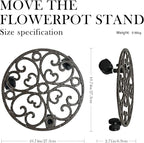 Plant Stand with Wheels, 10.7 Inch Anti-Rust Cast Iron Heavy Duty Plant Caddy with Wheels, Rustic Plant Caddy & Plant Stand Indoor for Potted Plants, 160 lbs Capacity for Living Room, Courtyard, No Assembly Required