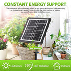 Solar Powered Dual Pump Drip Irrigation Kit for Outdoor Indoor Plants, 2-Zone Smart Self-Watering System with USB Charging, Automatic Plant Waterer for Garden Patio Balcony Vacation