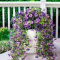 Artificial Hanging Flowers Plants for Outdoor Spring Summer Decoration, 2PCS Faux Silk Daisy UV Resistant Look Real for Outside Home Indoor Planter Porch Garden Yard Decor(Dark Orchid)