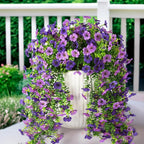 Artificial Hanging Flowers Plants for Outdoor Spring Summer Decoration, 2PCS Faux Silk Daisy UV Resistant Look Real for Outside Home Indoor Planter Porch Garden Yard Decor(Dark Orchid)