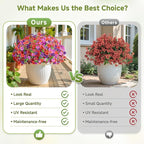 Alupssuc 24 Bundles Artificial Flowers for Outdoors Decoration, UV Resistant Silk Faux Floral Spring Fake Plastic Plants Greenery for Outside Indoor Garden Porch Window Box Home Decor(4 Colors)