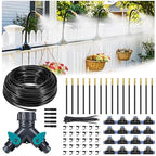 HIRALIY 360° Adjustable Drip Irrigation System 100FT, 1/4" Tubing with Adjustable Copper Nozzles, Automatic Atomizing Watering Kit for Garden, Yard, Lawn, Greenhouse & Potted Plants