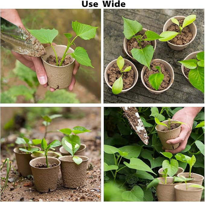 Baxrou 120 Pack 3.15 Inch Peat Pots Plant Starters for Seedling, Herb Seed Starter Pots Kits, Garden Germination Nursery Pot wit 30 Plant Labels, 2 Transplant Tools.