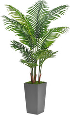 ASTIDY Artificial Palm Tree 5FT - Fake Tree with Gray Tall Planter - Faux Tropical Areca Floor Plant in Pot - Artificial Silk Plant for Home Office Living Room Decor Indoor