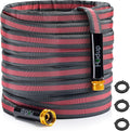 2026 Upgraded Non-Expanding Garden Hose - 25FT Lightweight Flexible, High-Pressure Anti-Kink/Burst-Resistant Lead-Free Outdoor Water Hose (Gray/Red)