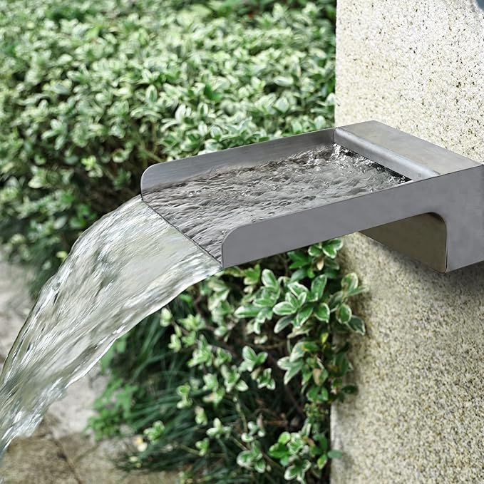 PONDO 304 Stainless Steel Made Exquisite Handcrafted Waterfall Spout for Landscape, Water Fountain Spout Scupper Luxury Decoration for Pools, Ponds, Water Walls (Brushed Finishing)