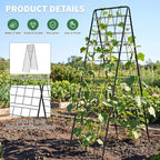 2 Pack Cucumber Trellis, 71" High Foldable A-Frame Garden Trellis for Raised Bed Garden Grow Support with Plant Support Clips Ties for Cucumber,Tomato, Climbing Plants and Flowers